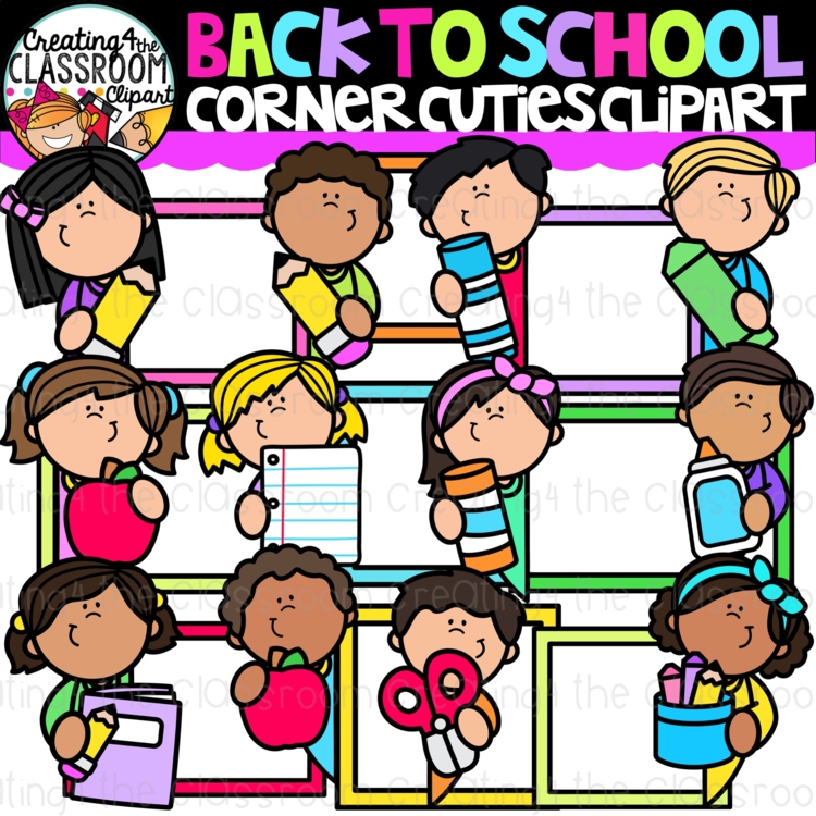 Back to School Kids Peeking Clipart | Corner Kids clipart for worksheets