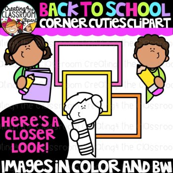 Back to School Kids Peeking Clipart | Corner Kids clipart for worksheets, image 2