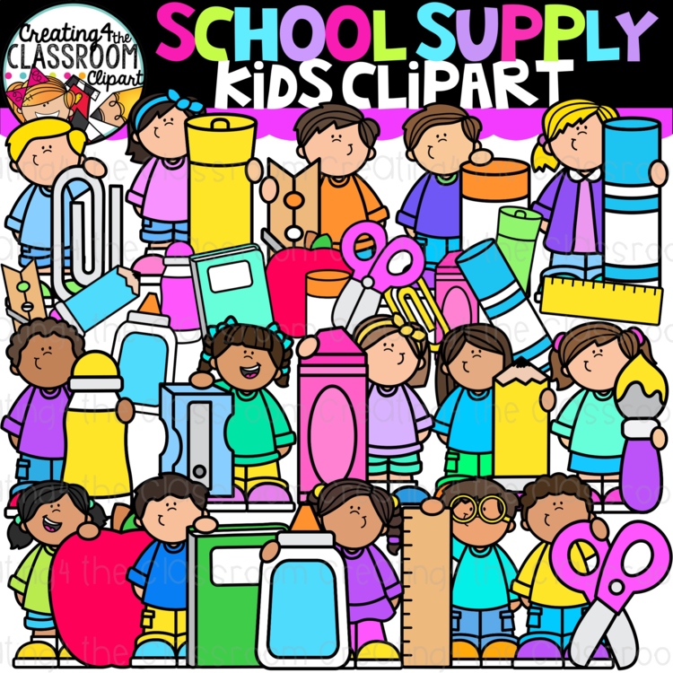 School Supply Kids Clipart | School Supply clipart for worksheets