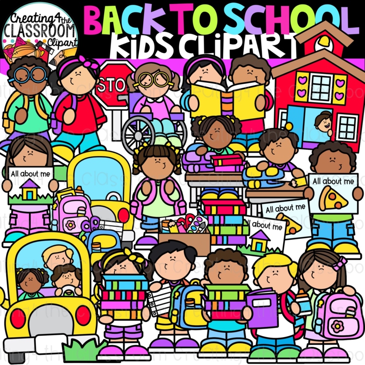 Back to School Kids Clipart | School Kids clipart for worksheets