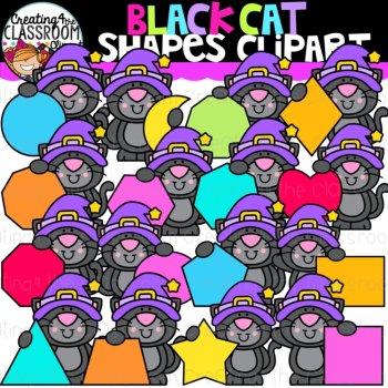 Black Cat Clipart Bundle | School Supplies, Shapes, Colors, Letters, image 3
