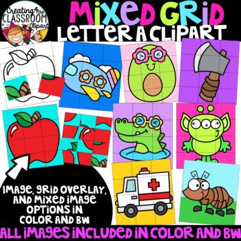 **FLASH DEAL- Alphabet Mixed Grid Puzzles Clipart Growing Bundle |Puzzle Clipart, image 2