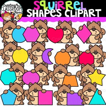 Squirrel Clipart Bundle | School Supplies, Shapes, Colors, & Letters, image 2