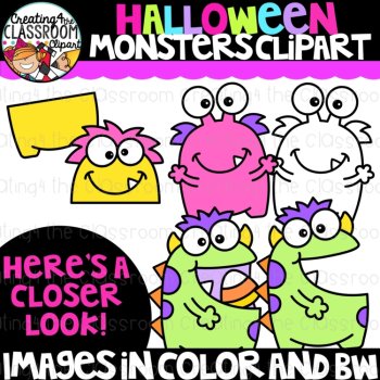 Halloween Monsters Clipart | Monster clipart for worksheets, image 2