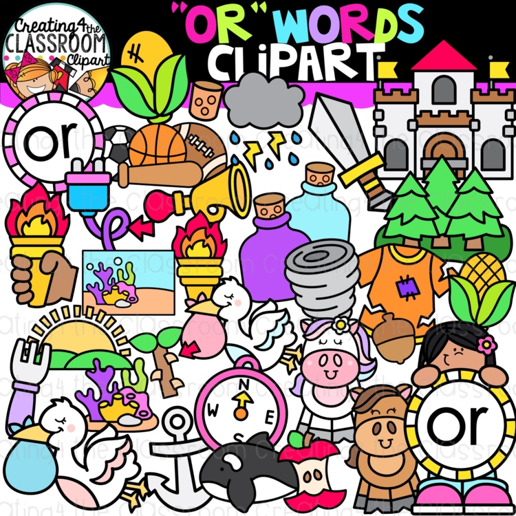 OR Words R-Controlled Vowels Clipart- OR Clipart | Bossy R Clipart