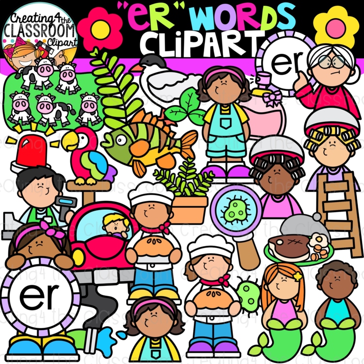 ER Words R-Controlled Vowels Clipart- ER Clipart | Bossy R Clipart