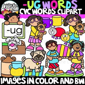 Short U CVC Clipart Bundle | CVC Words Clipart | Phonics & Short Vowels, image 2