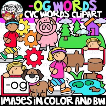 Short O CVC Clipart Bundle | CVC Words Clipart | Phonics & Short Vowels, image 2