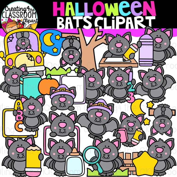 Cute Bat Clipart | Halloween bat clipart for worksheets