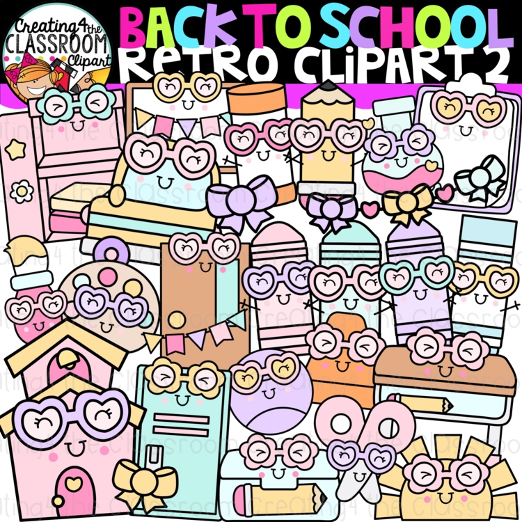 Retro Back to School 2 Clipart | Back to School clipart for decor and worksheets