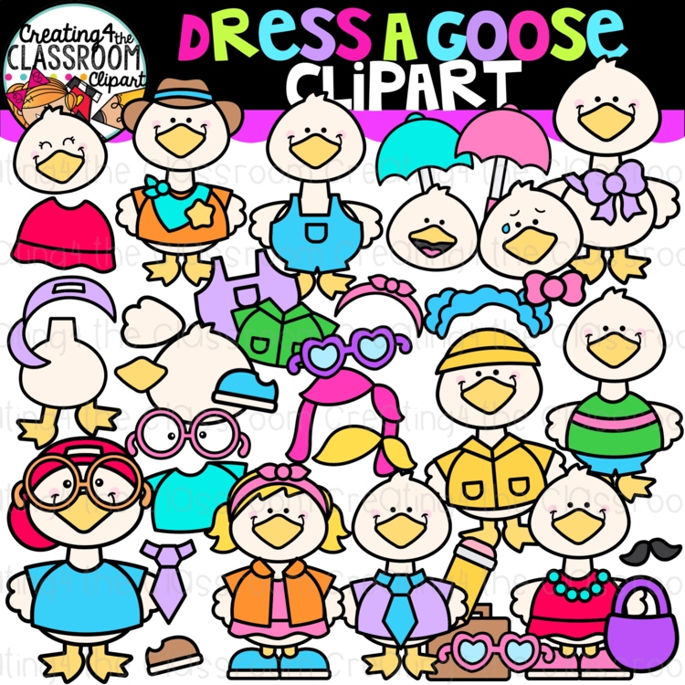 Dress a Goose Clipart | Build a Goose clipart for activities
