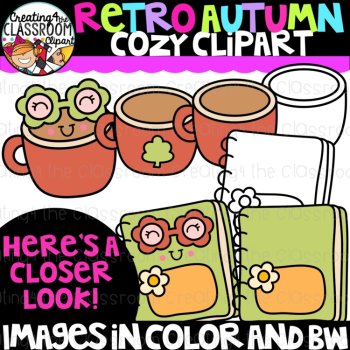 Autumn Retro Cozy Clipart | Cozy Fall clipart for decor and worksheets, image 2