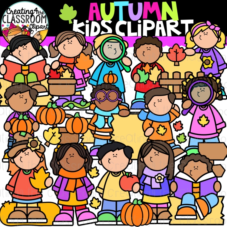 Autumn Kids Clipart | Autumn Pumpkin Leaf clipart for worksheets
