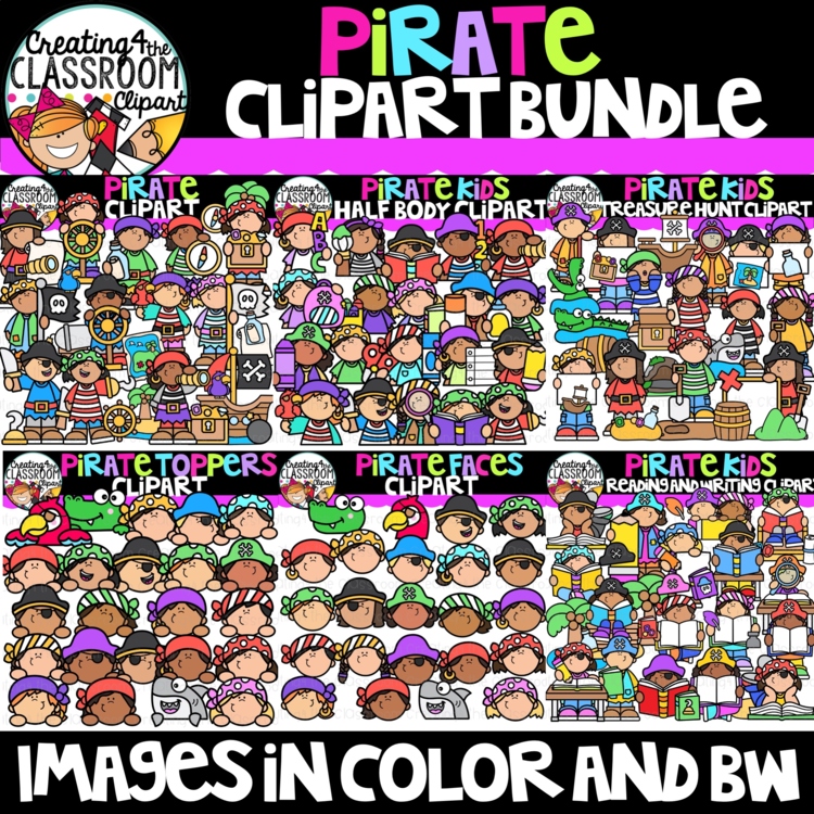 Pirate Clipart Bundle- Pirate Kids Clipart for worksheets