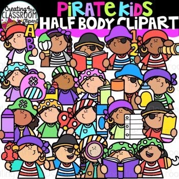 Pirate Clipart Bundle- Pirate Kids Clipart for worksheets, image 3
