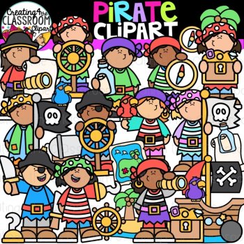 Pirate Clipart Bundle- Pirate Kids Clipart for worksheets, image 4