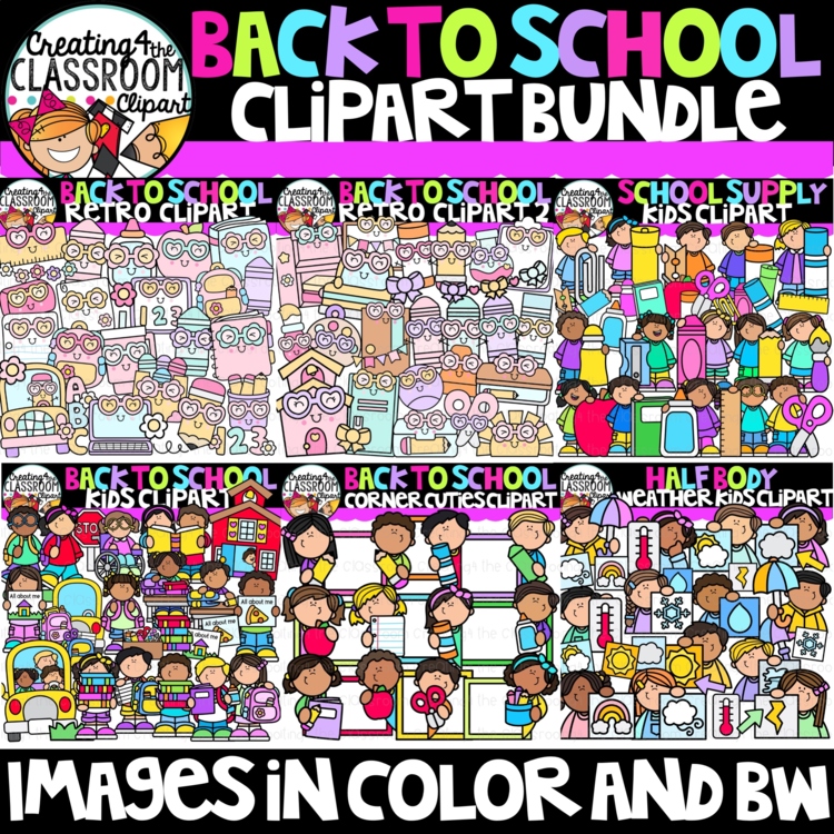 Back to School Clipart Bundle | School Clipart for printables