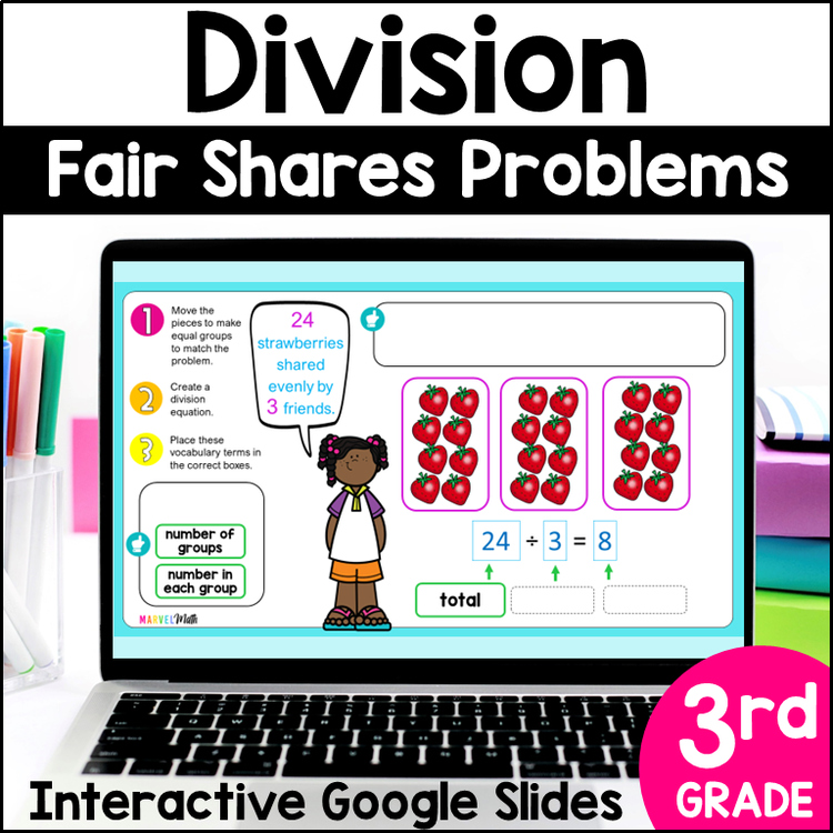 Equal Groups Division - Fair Shares Division Problems - Google Slides