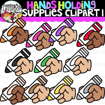 Hands Holding School Supplies Clipart| Hand Clip Art for Activities, Worksheets, image 2