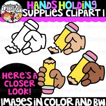 Hands Holding School Supplies Clipart| Hand Clip Art for Activities, Worksheets, image 3