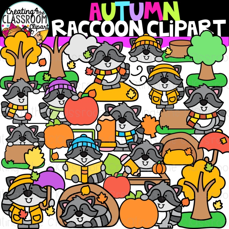 Autumn Raccoon Clipart | Raccoon clipart for worksheets