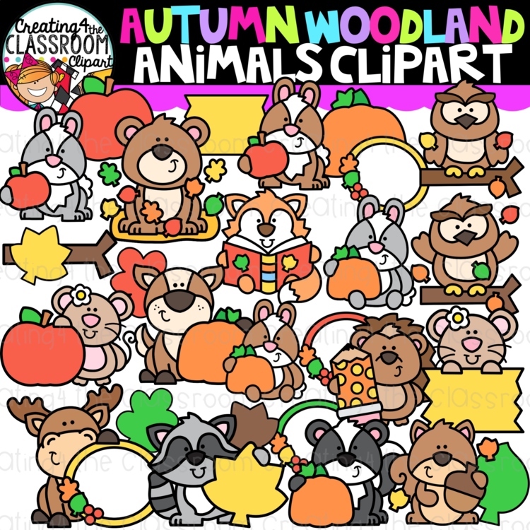 Autumn Woodland Animals Clipart | Woodland Animals clipart for worksheets
