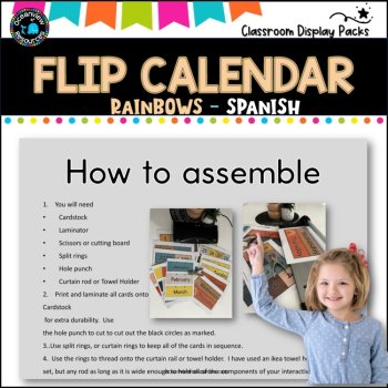 Perpetual Flip Calendars -dates,months,years RAINBOW DESIGN-SPANISH, image 2
