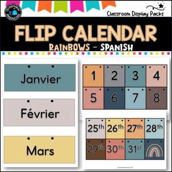Perpetual Flip Calendars -dates,months,years RAINBOW DESIGN-SPANISH, image 3