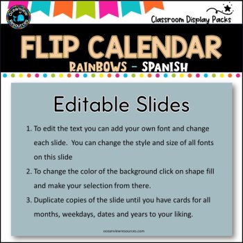 Perpetual Flip Calendars -dates,months,years RAINBOW DESIGN-SPANISH, image 4