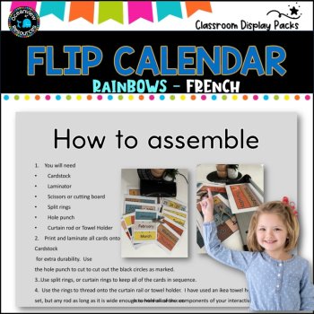 Perpetual Flip Calendars -dates, months, years  - RAINBOW DESIGN-FRENCH, image 2