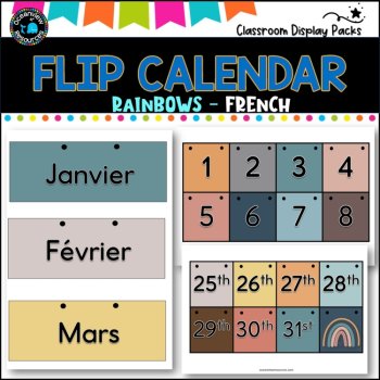 Perpetual Flip Calendars -dates, months, years  - RAINBOW DESIGN-FRENCH, image 3