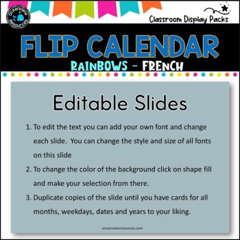 Perpetual Flip Calendars -dates, months, years  - RAINBOW DESIGN-FRENCH, image 4