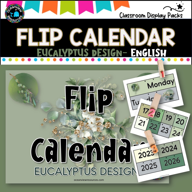 Perpetual Flip Calendars -dates, months, years  - EUCALYPTUS 1 DESIGN