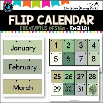 Perpetual Flip Calendars -dates, months, years  - EUCALYPTUS 1 DESIGN, image 3