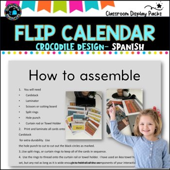 Perpetual Flip Calendars -dates,months,years CROCODILES SPANISH, image 2