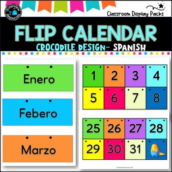 Perpetual Flip Calendars -dates,months,years CROCODILES SPANISH, image 3