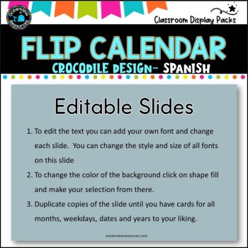 Perpetual Flip Calendars -dates,months,years CROCODILES SPANISH, image 4