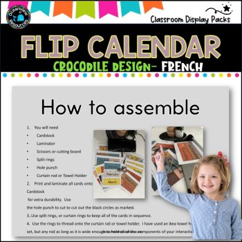 Perpetual Flip Calendars -dates, months,years  - CROCODILES FRENCH, image 2