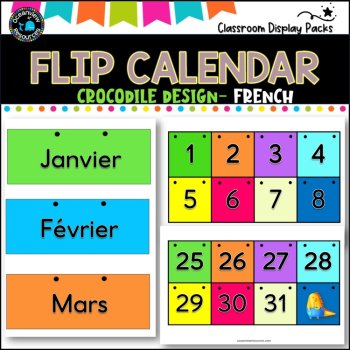 Perpetual Flip Calendars -dates, months,years  - CROCODILES FRENCH, image 3