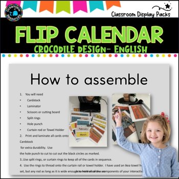 Perpetual Flip Calendars -dates, months,years  - CROCODILES English, image 2