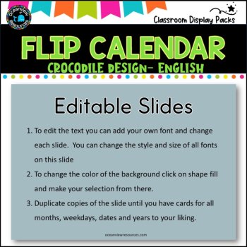 Perpetual Flip Calendars -dates, months,years  - CROCODILES English, image 4