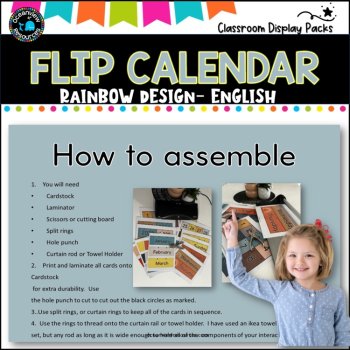 Perpetual Flip Calendars -dates, months,years and punctuation - Rainbow English, image 2