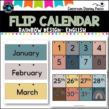 Perpetual Flip Calendars -dates, months,years and punctuation - Rainbow English, image 3