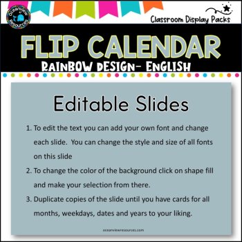 Perpetual Flip Calendars -dates, months,years and punctuation - Rainbow English, image 4