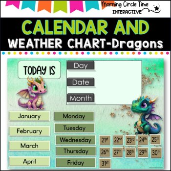Daily Calendar and Weather chart- Interactive PowerPoint- DRAGON THEME, image 3