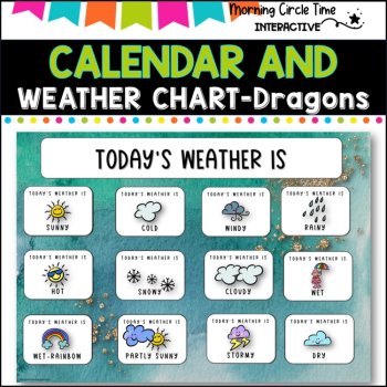 Daily Calendar and Weather chart- Interactive PowerPoint- DRAGON THEME, image 4