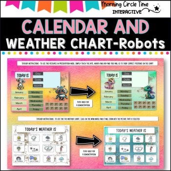 Daily Calendar and Weather chart- Interactive PowerPoint- Robot THEME, image 2