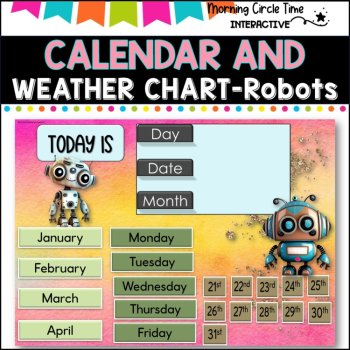 Daily Calendar and Weather chart- Interactive PowerPoint- Robot THEME, image 3