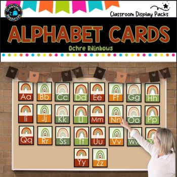 ALPHABET CARDS- Upper and Lower case -ochre Design, image 2