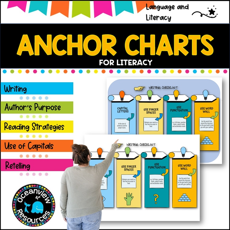 Anchor charts for literacy and language ideal for writing  centers